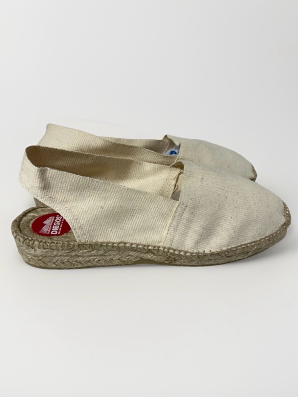 NWOT Diego Ivory Catalina Low Wedge Espadrille Slingback Sandals Sz 39 US 8.5
